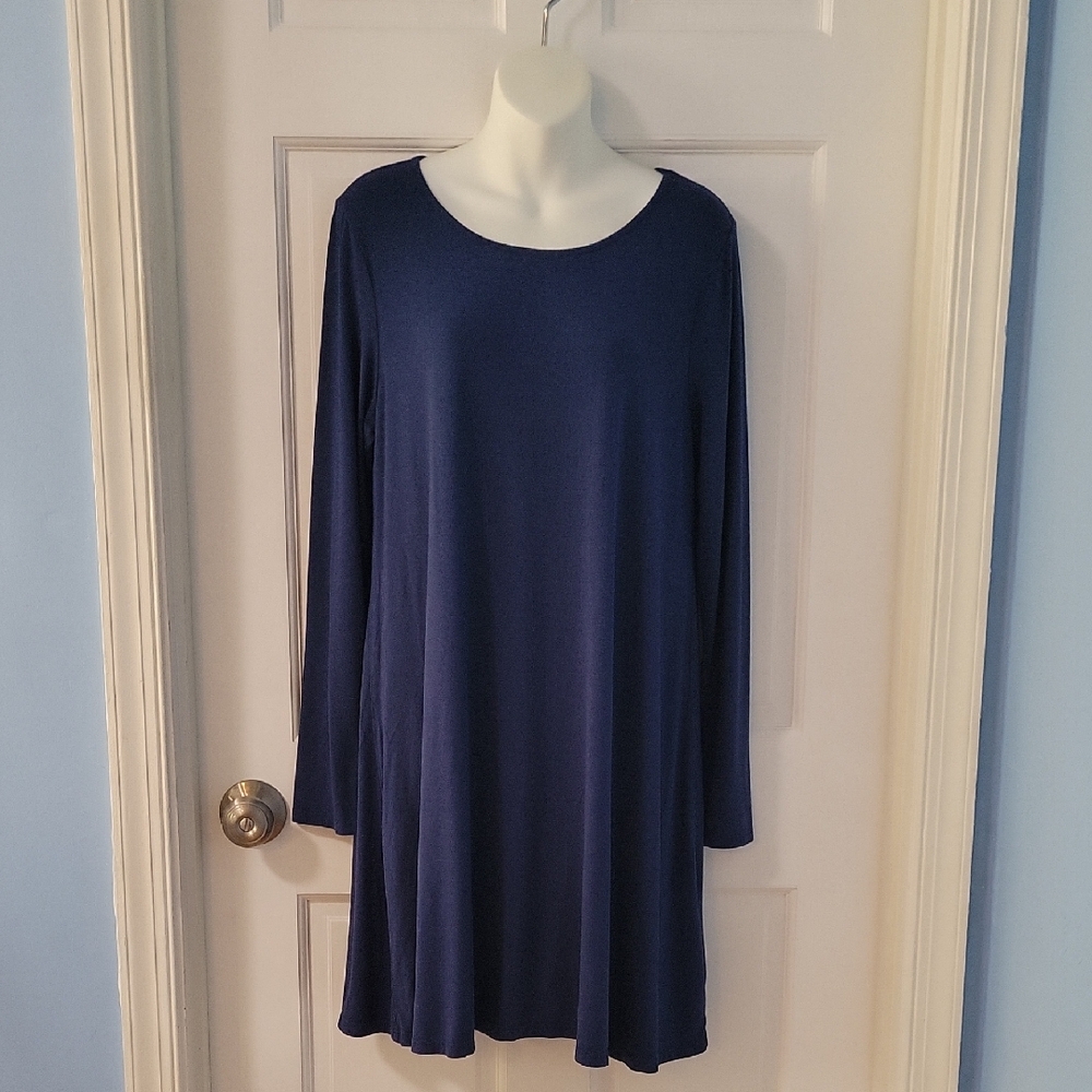 Aryeh Deep Blue Scoop Neck Dress